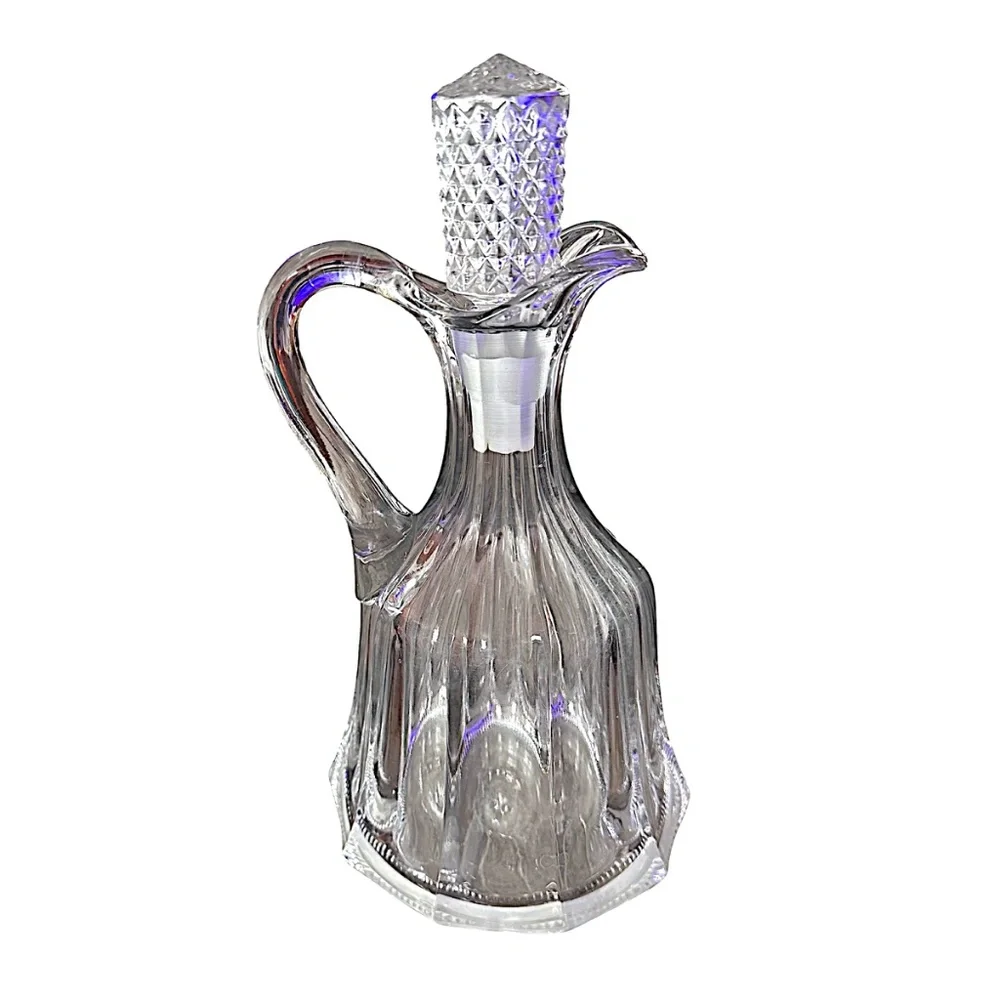 HEISEY PEERLESS Heavy Clear Pressed Glass Decanter 9 1/4” (pair of 2)  Stoppers